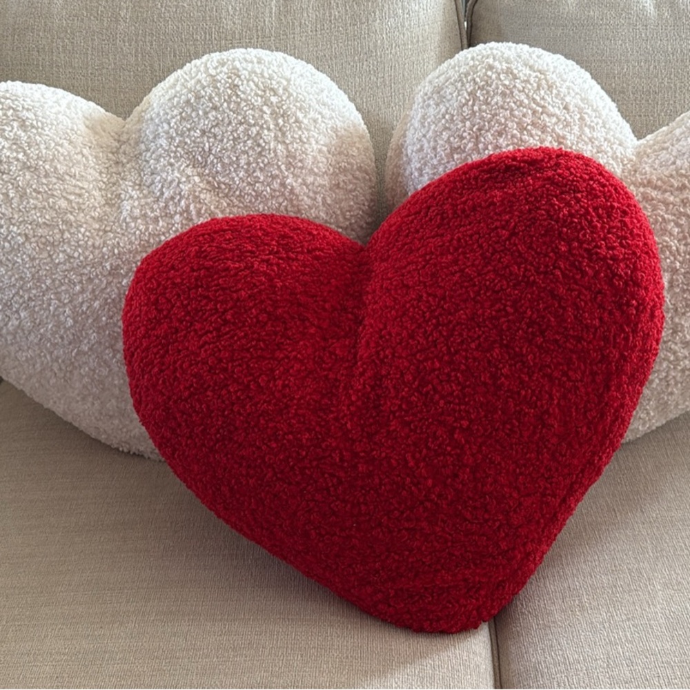 Red and White Heart-Shaped Pillows